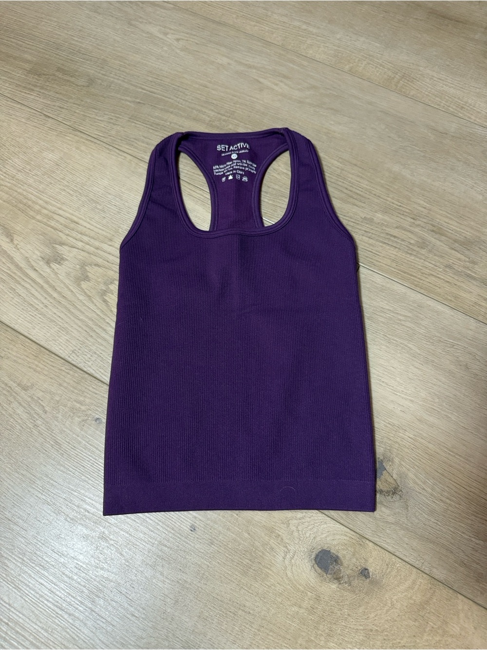 SET Active Deep Purple Ribbed Racerback Tank
